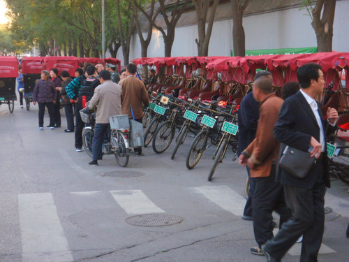 All of the taxis/rickshaws ready to give tourist rides.